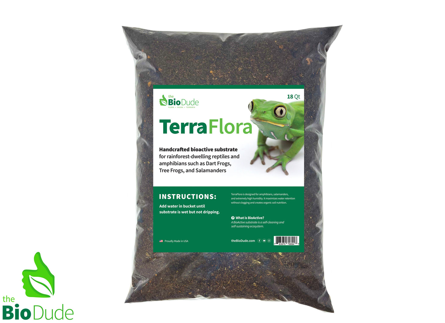 The Bio Dude - Sustrato Bioactivo Terra Flora bolsa de 18 qt - Ideal para ranas dardo y ranas arborícolas - DS