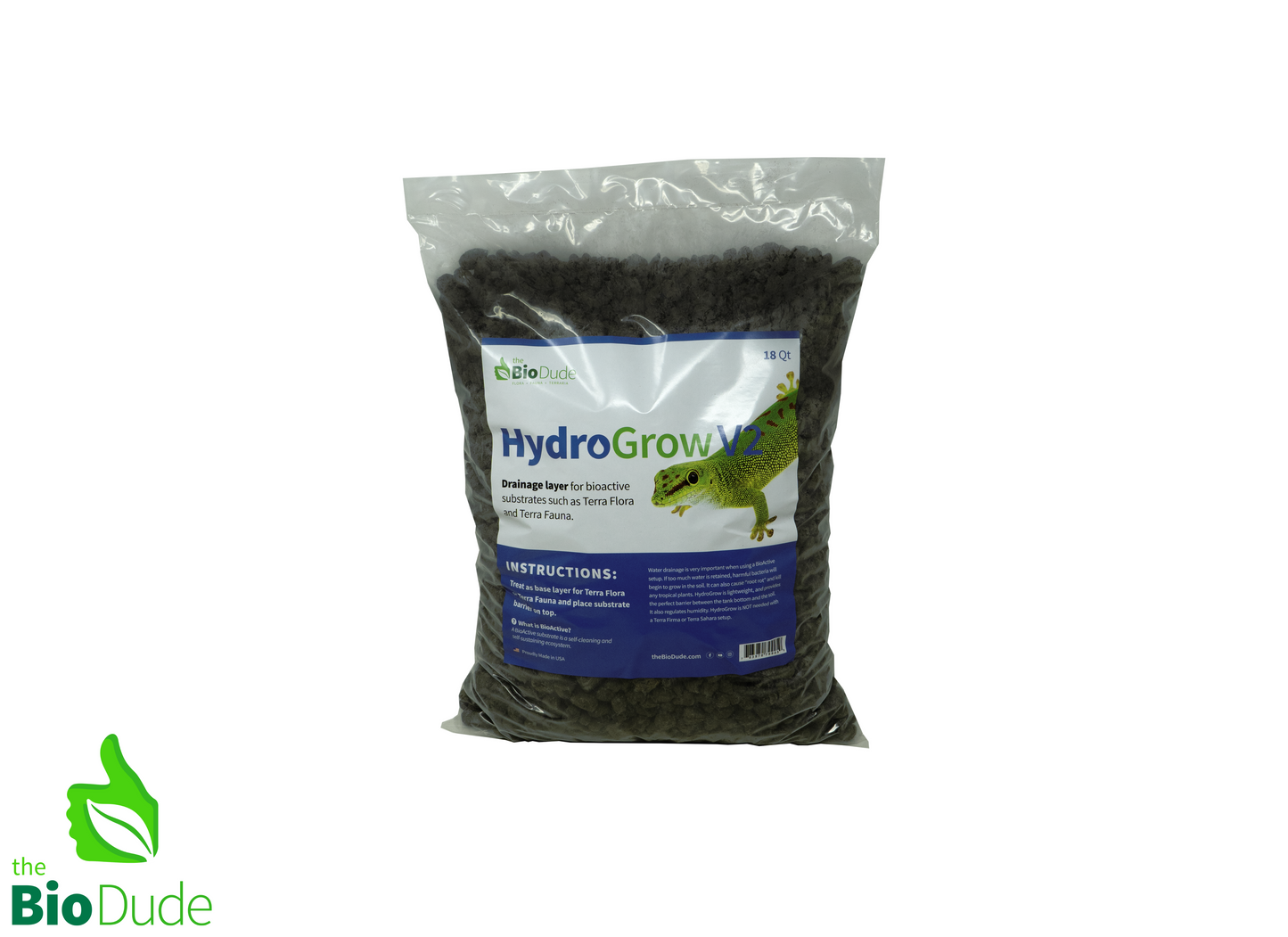 The Bio Dude - HydroGrow V2 Capa de Drenaje 18 qt - Capa de drenaje para terrarios - DS