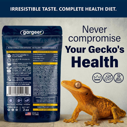 Gargeer 'Picky Geck' Moonlight Feast - Premium Crested Gecko Food | Vision & Metabolism Support